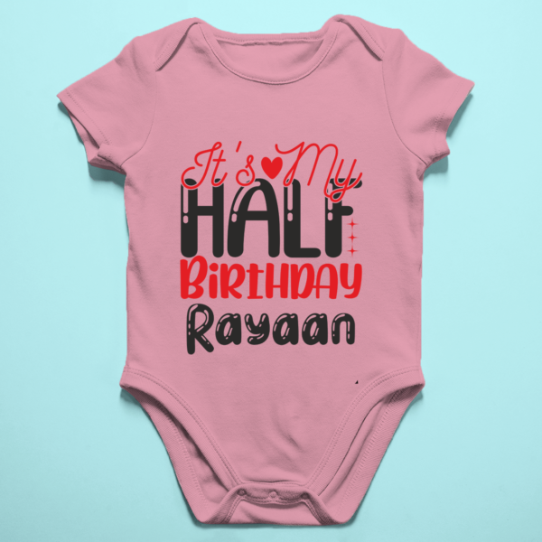 Alternative view of Personalized Half Birthday Baby Rompers