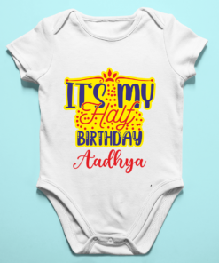 Alternative view of Personalized Half Birthday Baby Rompers