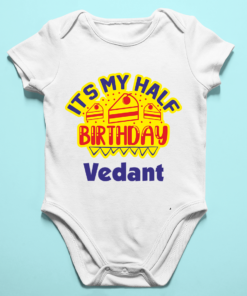 Alternative view of Personalized Half Birthday Baby Rompers