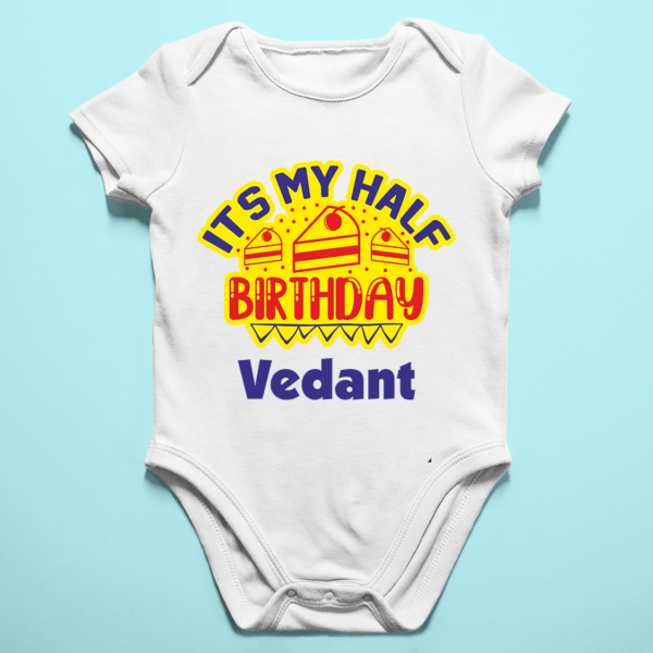 Alternative view of Personalized Half Birthday Baby Rompers