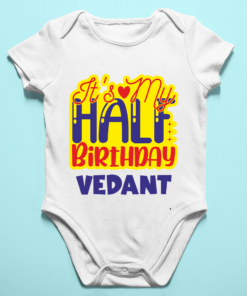 Alternative view of Personalized Half Birthday Baby Rompers