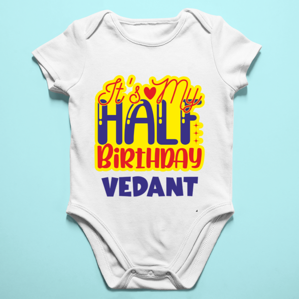 Alternative view of Personalized Half Birthday Baby Rompers