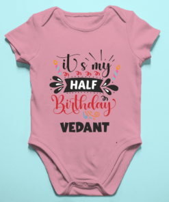 Alternative view of Personalized Half Birthday Baby Rompers