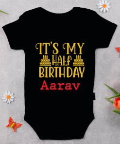Alternative view of Personalized Half Birthday Baby Rompers
