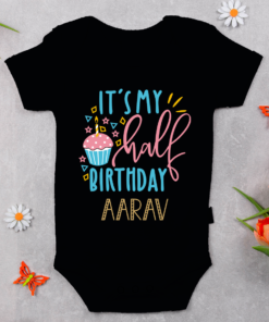 Alternative view of Personalized Half Birthday Baby Rompers