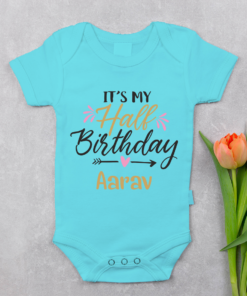 Alternative view of Personalized Half Birthday Baby Rompers