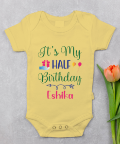 Alternative view of Personalized Half Birthday Baby Rompers