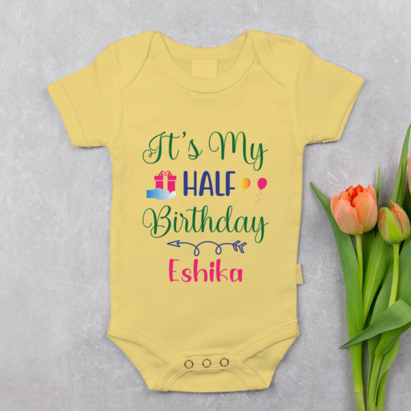 Alternative view of Personalized Half Birthday Baby Rompers