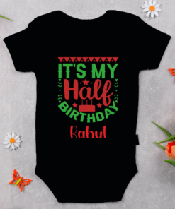 Alternative view of Personalized Half Birthday Baby Rompers