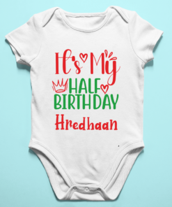 Alternative view of Personalized Half Birthday Baby Rompers