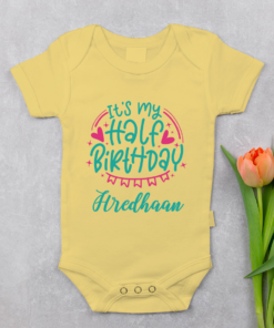Alternative view of Personalized Half Birthday Baby Rompers