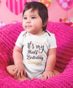 Personalized Half Birthday Baby Rompers