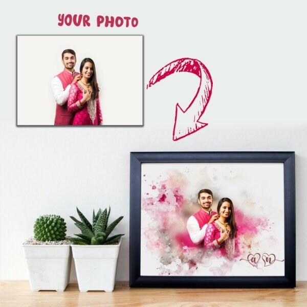 Alternative view of Couples Portrait Frames - Watercolor Portrait - Gifts for Him & Her - Personalised Home Decor