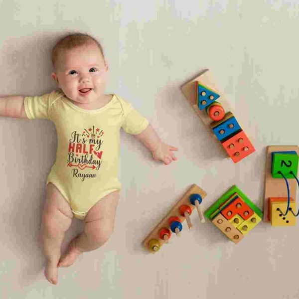 Personalized Half Birthday Baby Rompers