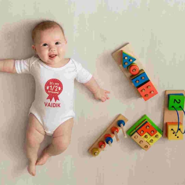 Personalized Half Birthday Baby Rompers
