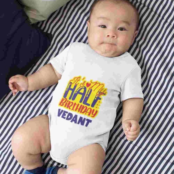 Personalized Half Birthday Baby Rompers