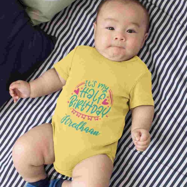 Personalized Half Birthday Baby Rompers