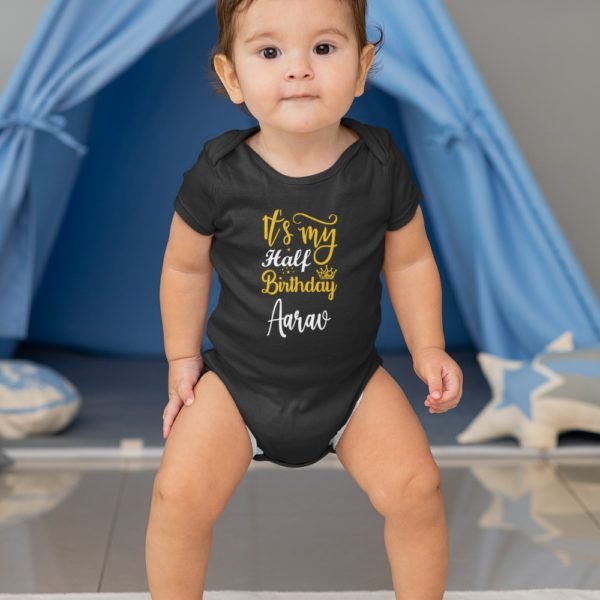 Personalized Half Birthday Baby Rompers