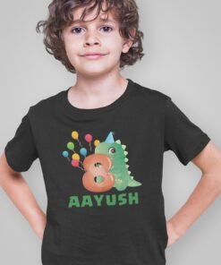 Kids Custom Birthday T-Shirts -Dinosaur Theme T-Shirts