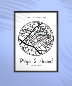 Couples Custom Map Art - Couples Gifts - Anniversary Gifts for Him & Her - Personalised Home Decor