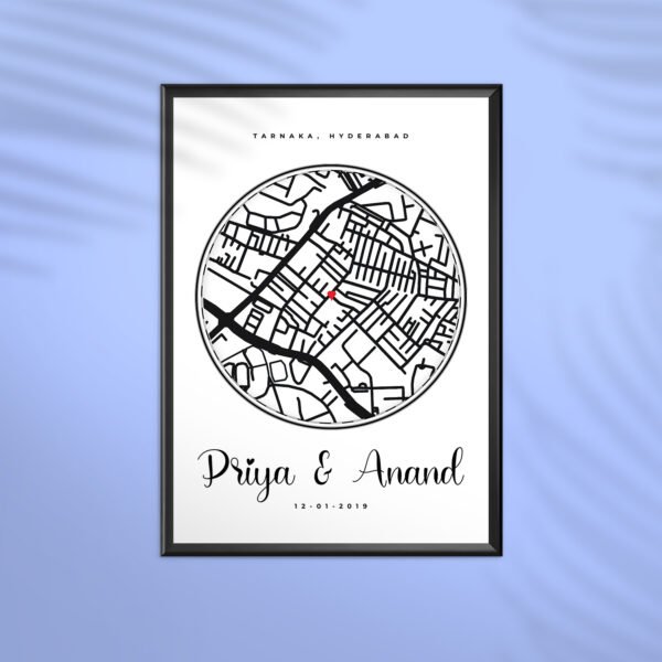 Couples Custom Map Art - Couples Gifts - Anniversary Gifts for Him & Her - Personalised Home Decor