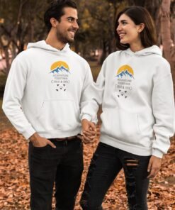 Personalized couple hoodies for a pre-wedding photoshoot