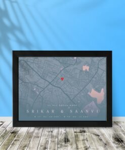 Couples Custom Map Art - Couples Gifts - Anniversary Gifts for Him & Her - Personalised Home Decor