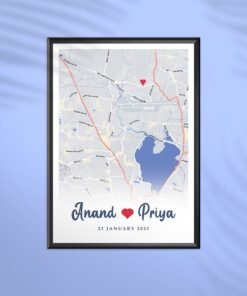 Couples Custom Map Art - Couples Gifts - Anniversary Gifts for Him & Her - Personalised Home Decor