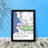 Couples Custom Map Art - Couples Gifts - Anniversary Gifts for Him & Her - Personalised Home Decor