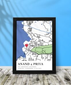 Couples Custom Map Art - Couples Gifts - Anniversary Gifts for Him & Her - Personalised Home Decor