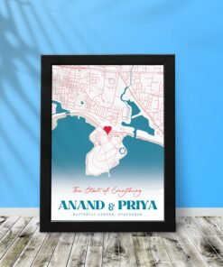 Couples Custom Map Art - Couples Gifts - Anniversary Gifts for Him & Her - Personalised Home Decor