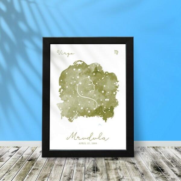Alternative view of Personalised Aesthetic Zodiac Signs Wall Frames - FIRST YEAR BIRTHDAY GIFTS FOR BABY BOY OR BABY GIRL, BABY NURSERY WALL ART FRAMES
