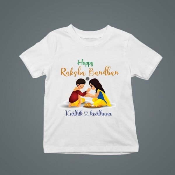 Personalized Rakhi T-Shirts for Kids - Celebrate Sibling Love with Custom Names