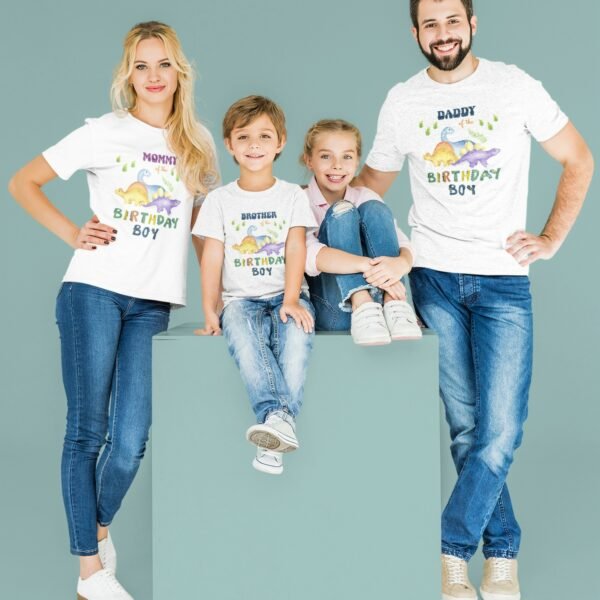 Kids Birthday Family T-Shirts - Dinosaur Theme