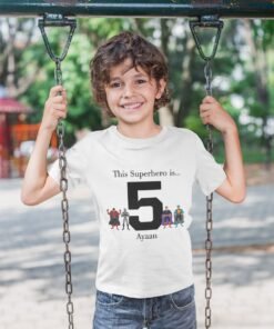 Kids Custom Birthday T-Shirts -Super Hero Theme T-Shirts
