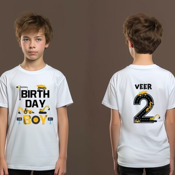 Personalized kids Car Theme Printed T-shirts  Front & Back