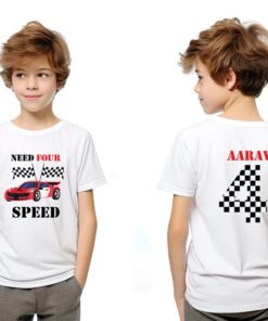 Personalized kids Car Theme Printed T-shirts  Front & Back
