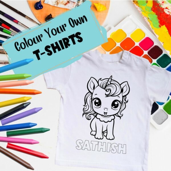 Personalised Kids Coloring T-Shirt - Color Your Own T-Shirt - Birthday Gifts for Kids