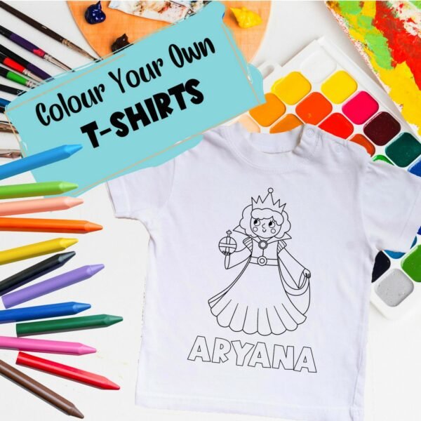 Personalised Kids Coloring T-Shirt - Color Your Own T-Shirt - Birthday Gifts for Kids