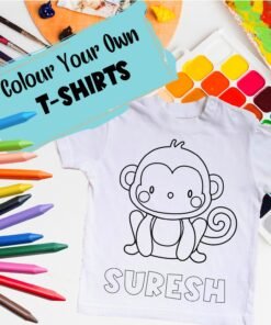 Personalised Kids Coloring T-Shirt - Color Your Own T-Shirt - Birthday Gifts for Kids
