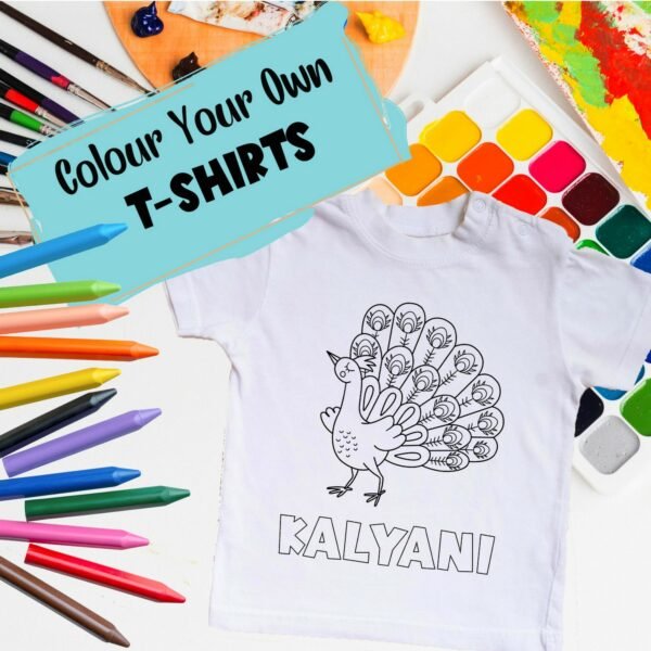 Personalised Kids Coloring T-Shirt - Color Your Own T-Shirt - Birthday Gifts for Kids