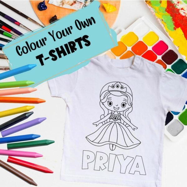 Personalised Kids Coloring T-Shirt - Color Your Own T-Shirt - Birthday Gifts for Kids