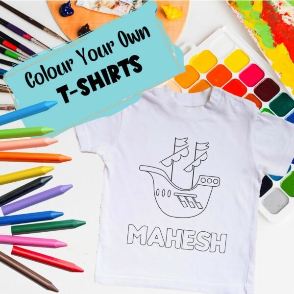 Personalised Kids Coloring T-Shirt - Color Your Own T-Shirt - Birthday Gifts for Kids