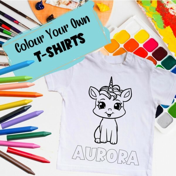 Personalised Kids Coloring T-Shirt - Color Your Own T-Shirt - Birthday Gifts for Kids