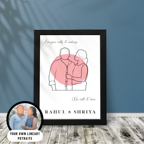 Couples, Couples line Art Portrait Frames - Anniversary Gifts for Him & Her - Personalised Home Decor