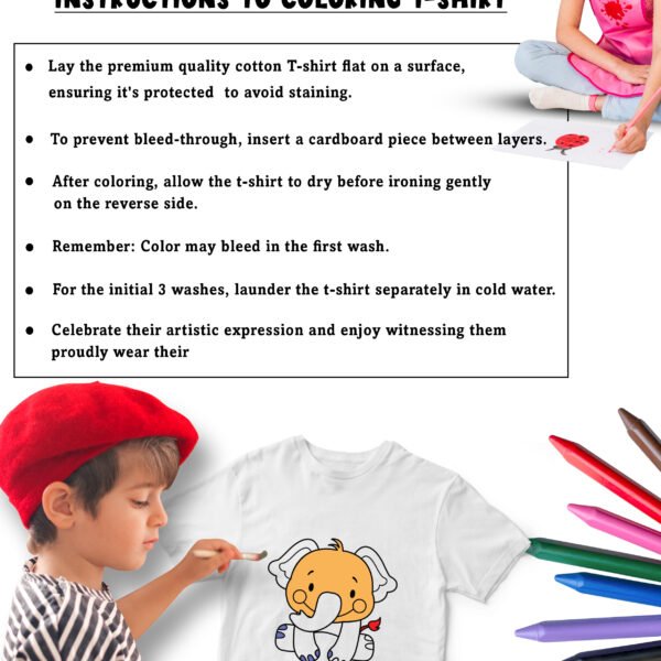 Alternative view of Personalised Kids Coloring T-Shirt - Color Your Own T-Shirt - Birthday Gifts for Kids