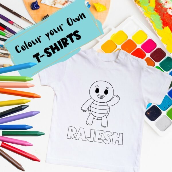 Personalised Kids Coloring T-Shirt - Color Your Own T-Shirt - Birthday Gifts for Kids
