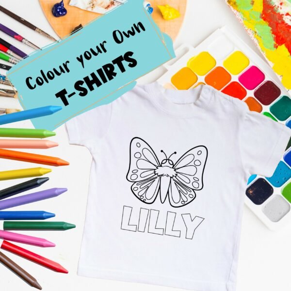 Personalised Kids Coloring T-Shirt - Color Your Own T-Shirt - Birthday Gifts for Kids