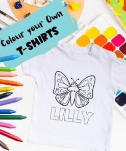 Personalised Kids Coloring T-Shirt - Color Your Own T-Shirt - Birthday Gifts for Kids