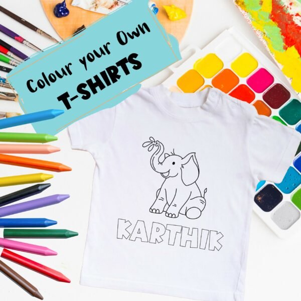 Personalised Kids Coloring T-Shirt - Color Your Own T-Shirt - Birthday Gifts for Kids